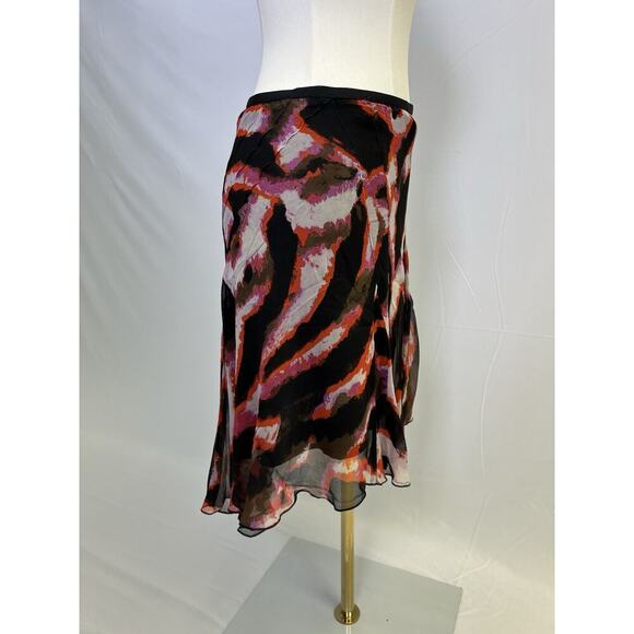 VTG Y2K Diane Von Furstenberg Silk Midi Skirt Abstract Size 2 - Picture 3 of 12